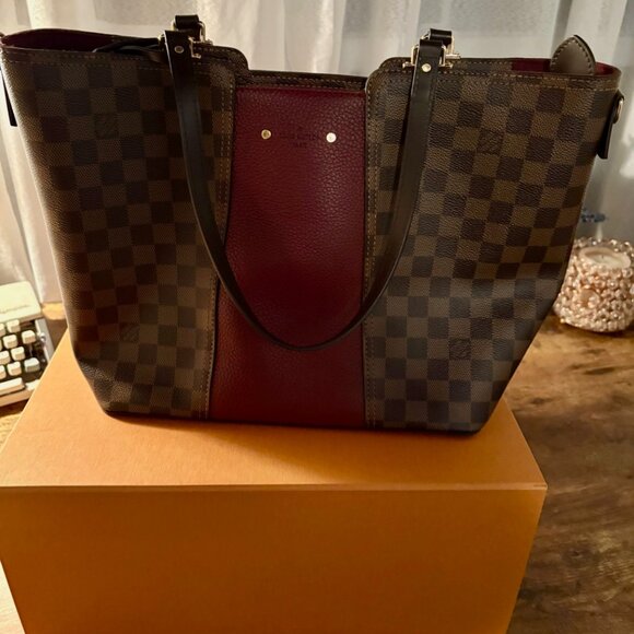 Louis Vuitton Jersey tote bag in Damier Ebene canvas with Bordeaux-colored - Picture 5 of 8